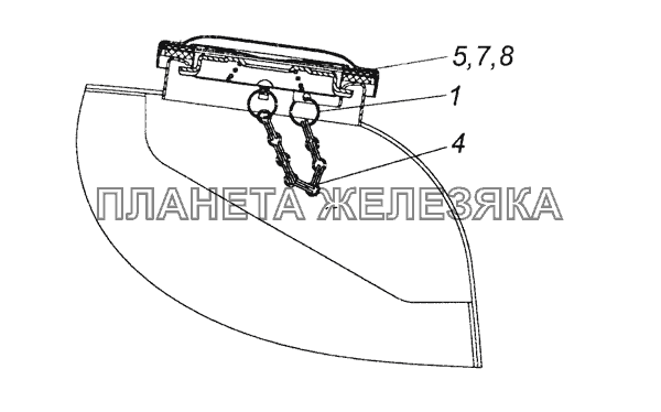 53215-1103001 Установка крышки топливного бака КамАЗ-6522 (Euro-2, 3)